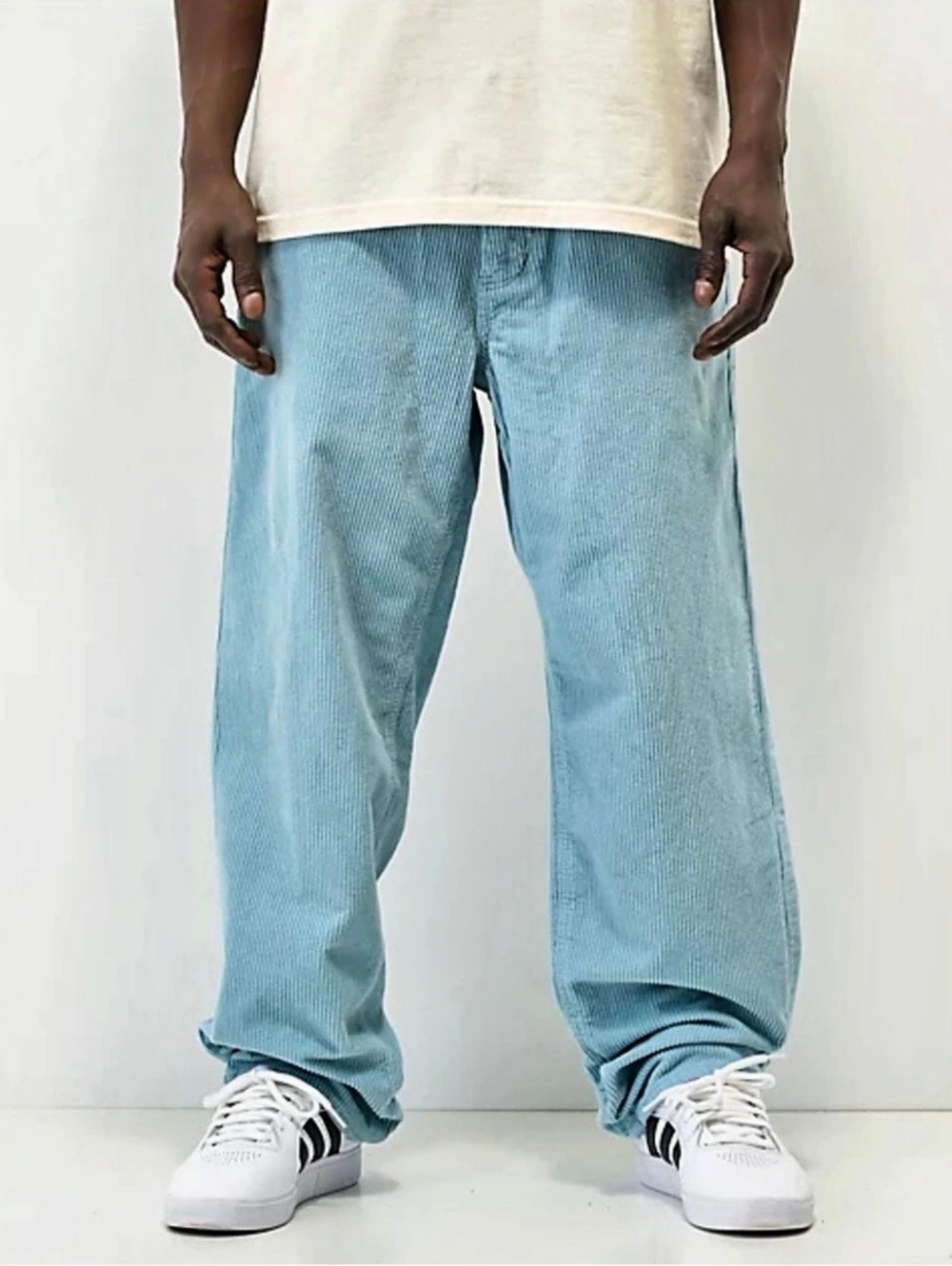 Empyre Loose Fit SK8 Corduroy Light Blue Skate Pants, Size 30